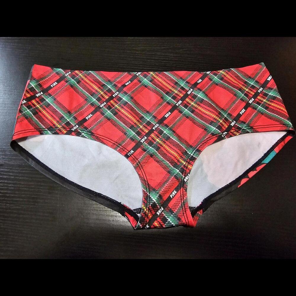 Victoria's Secret PINK Hipster panty seamless Red Plaid Medium